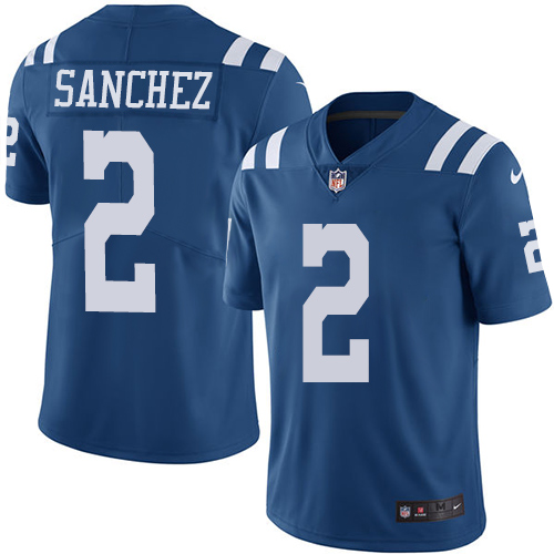 Indianapolis Colts 2 Limited Rigoberto Sanchez Royal Blue Nike NFL Men Rush Vapor Untouchable Jersey